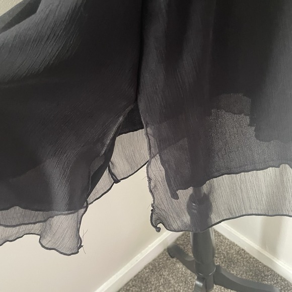 VTG PRETTY ANGEL Sz M Black Lace Trim Side Slits Tunic Top Whimsigoth Patchwork - Picture 7 of 12